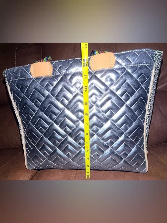Consuela Silver Quilted Tote with Rainbow Straps - Picture 12 of 14